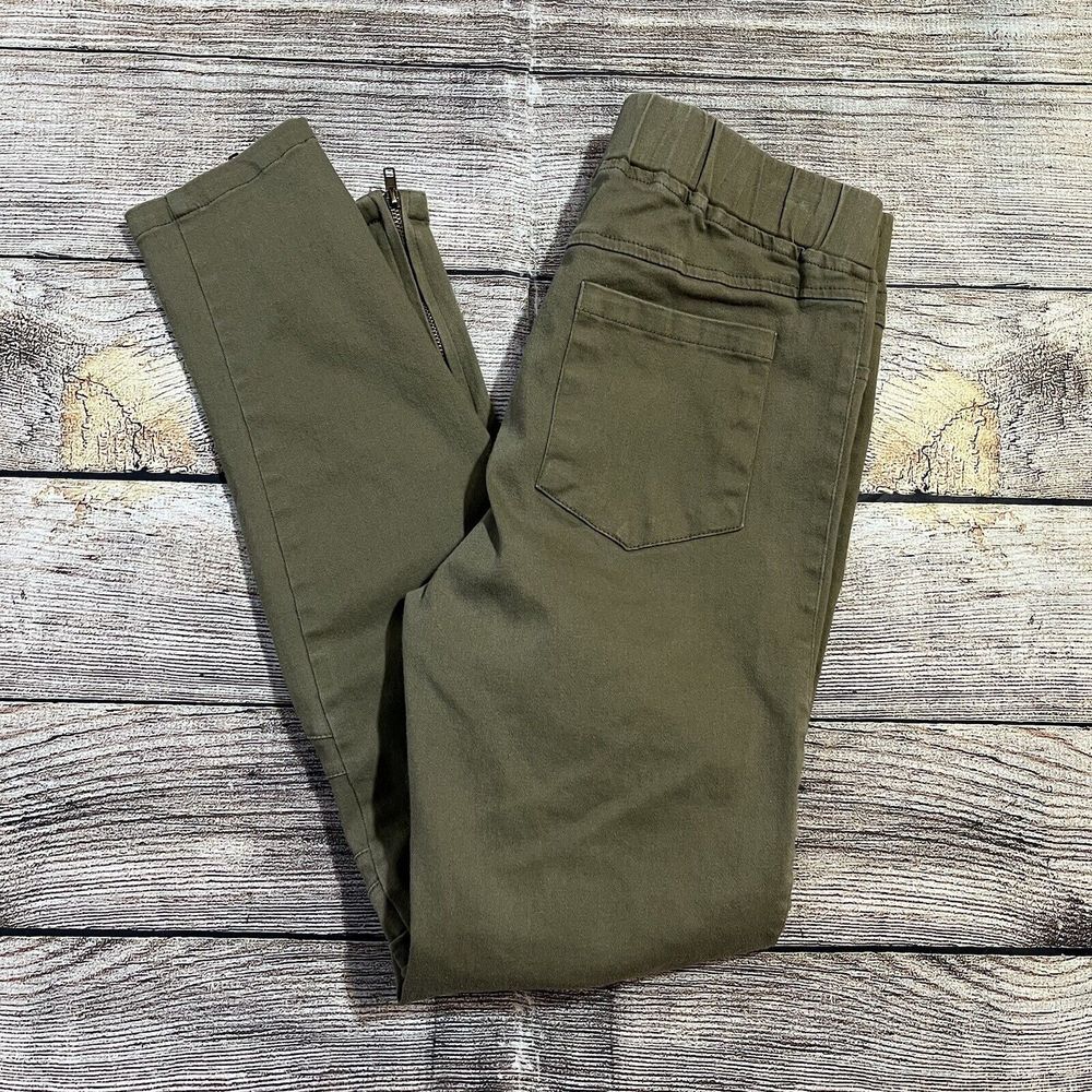 Umgee Women's Medium Green Moto Leggings‎ With Zip Ankle
